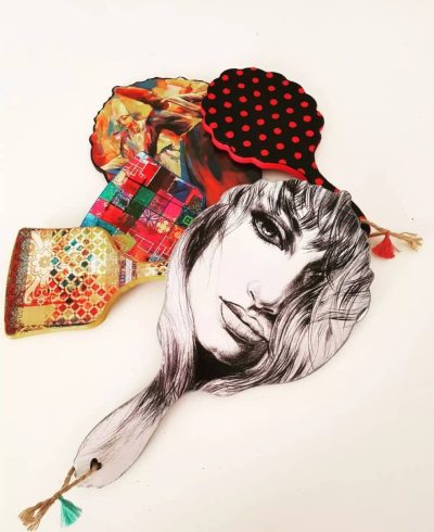 آینه چوبی دستی